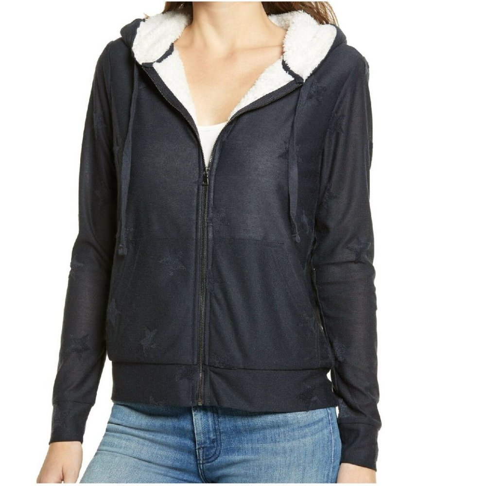 BOBEAU Flocked Zip Hoodie